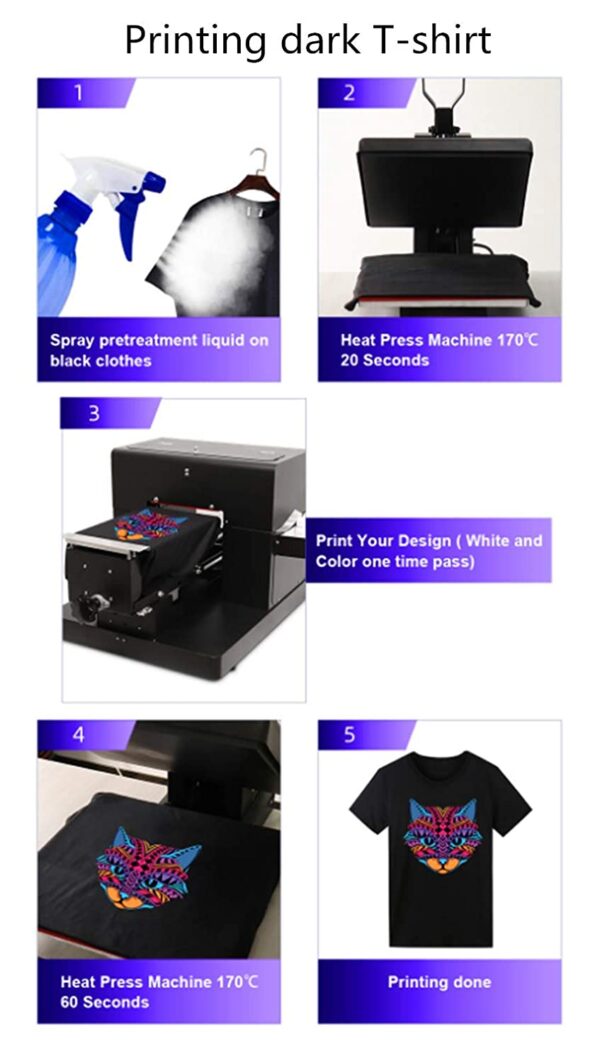A3 DTG direct print T shirt with 1 tray